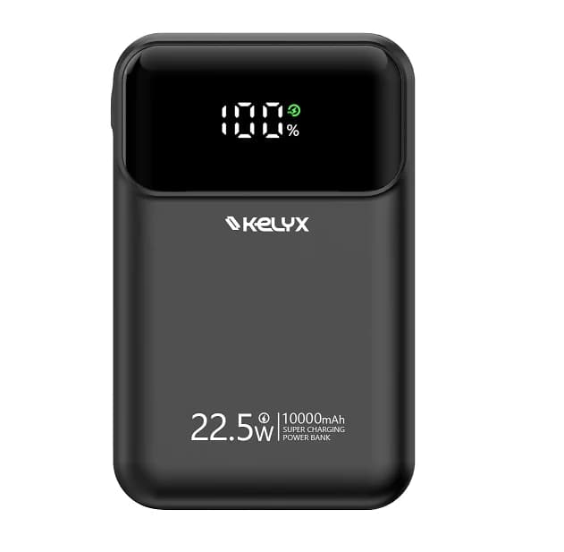 Power Bank Kelyx Mini 10000mAh Type-C+USB+Lightning Fast Charge 22.5W Negro