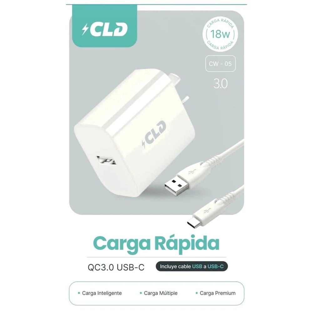 Cargador de Pared CLD con Cable Tipo C CW05