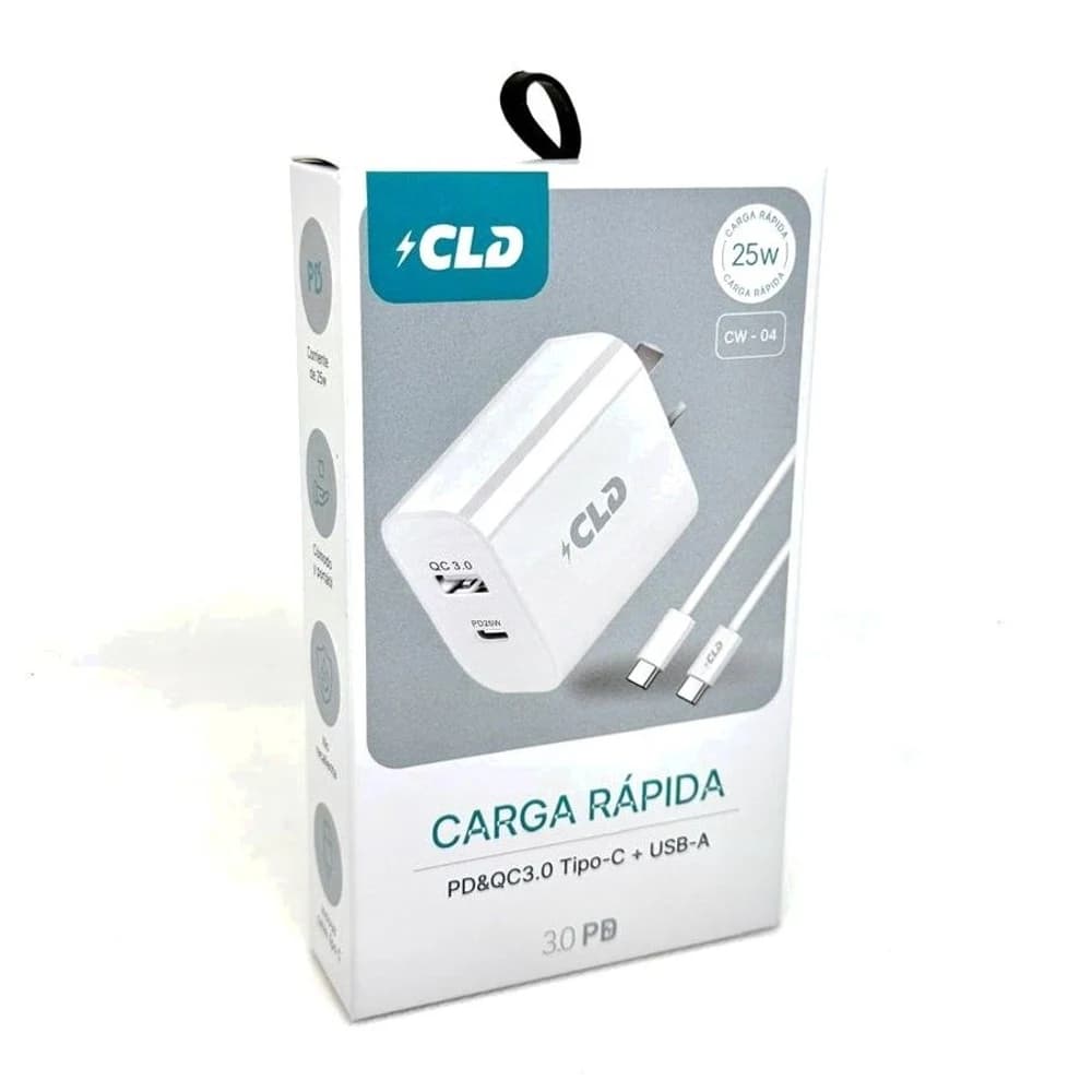 Cargador de Pared CLD 2 Puertos USB + Tipo C 25W CW04