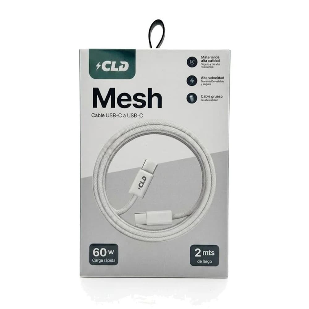 Cable CLD Mesh Tipo C a Tipo C 2M Blanco