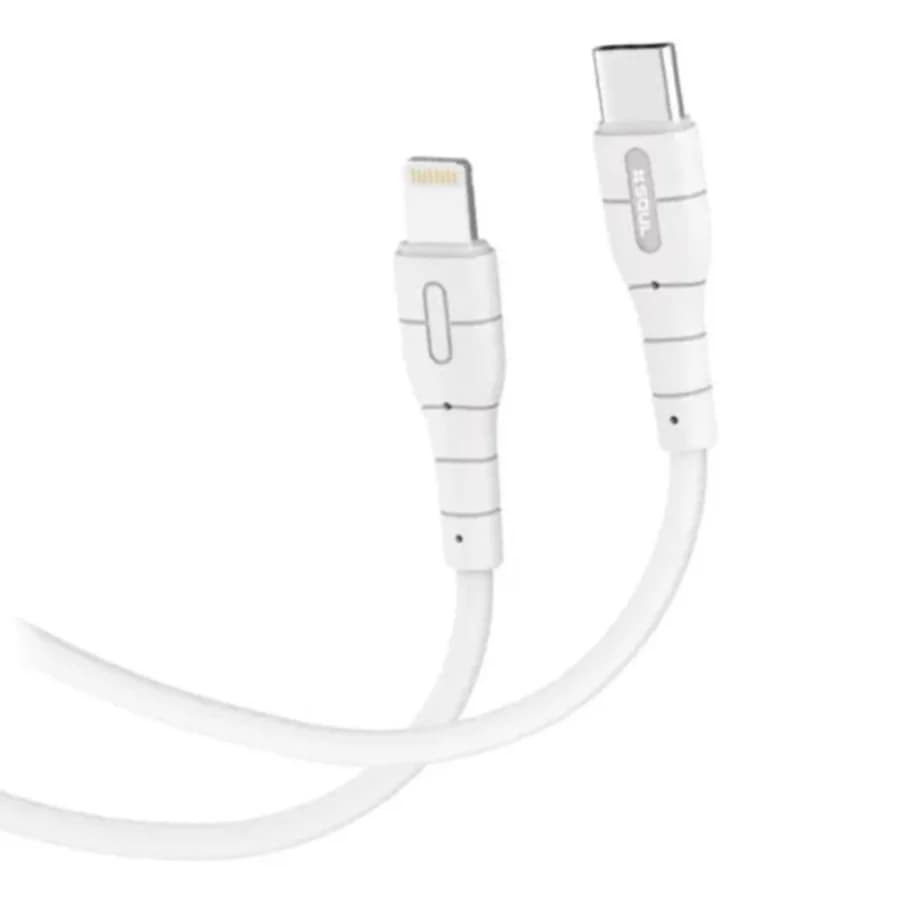Cable USB Silicone Type-C a Lightning 1.5mts 27W Blanco