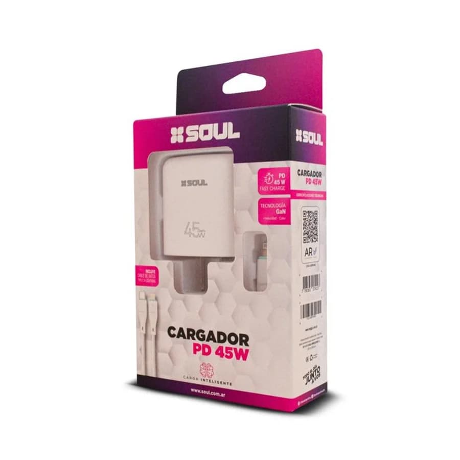 Cargador Viajero FC PD+USB 45W GaN c/Cable Type-C