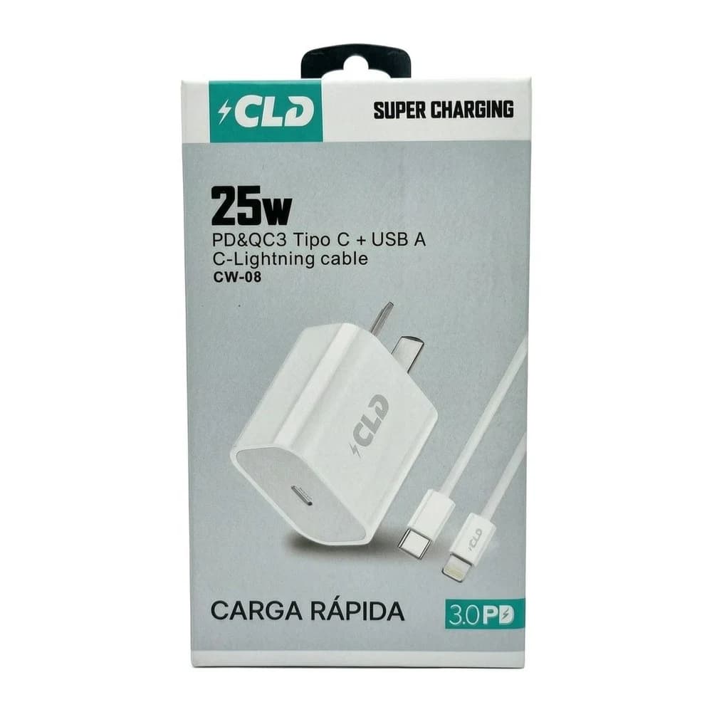 Cargador de Pared CLD CW08 25W con Cable Lightning a Tipo C