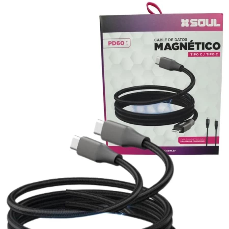 Cable Magnético 60W Type-C a Type-C