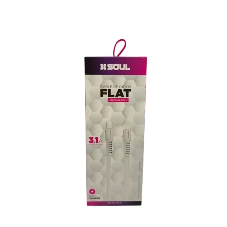 Cable Flat USB 3.1A 1.2M a Lightning Blanco