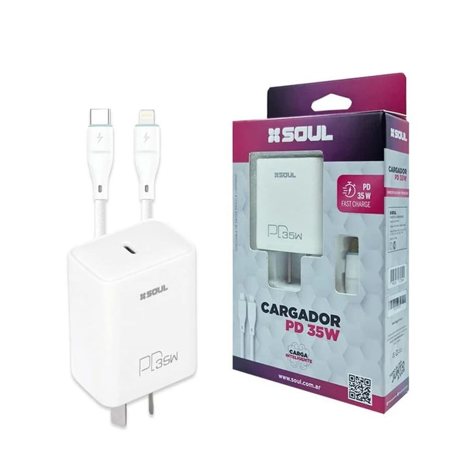 Cargador Viajero PD 35W c/Cable Type-C a Lightning